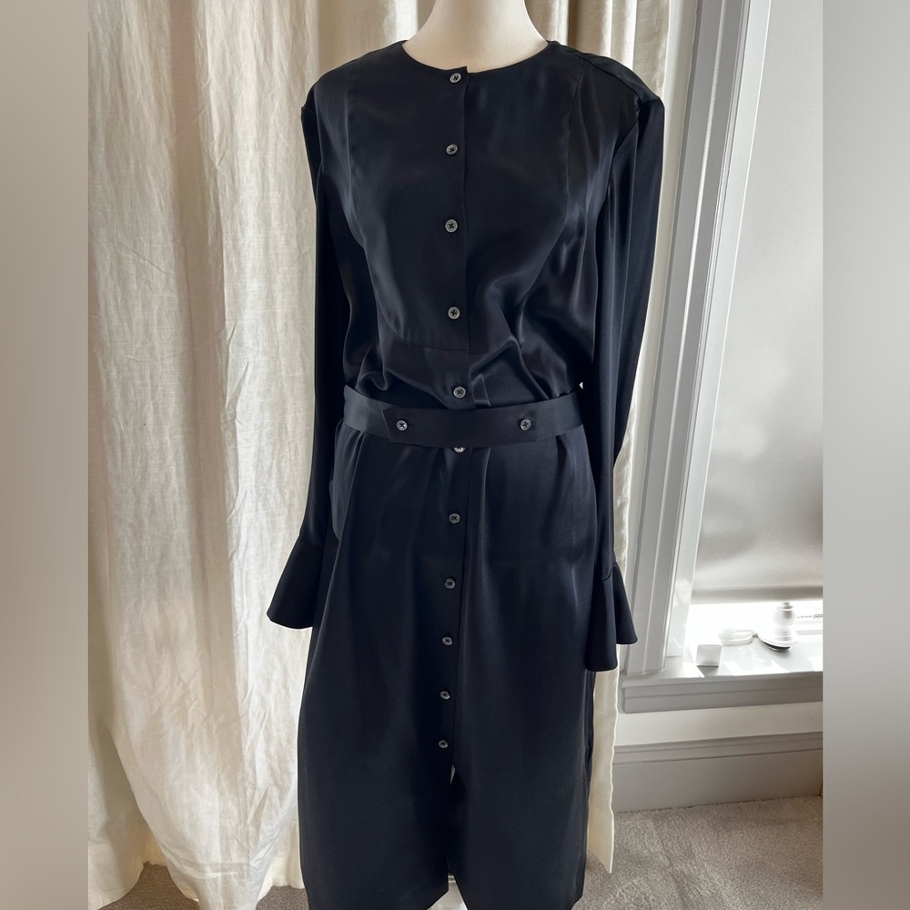 Paul Smith black tuxedo style silk knee length dress